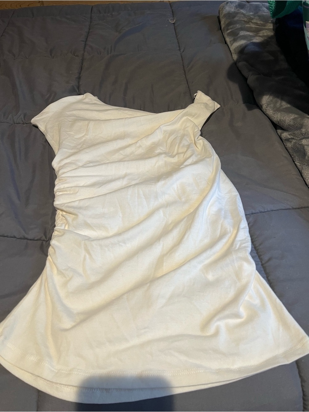 Zara White One-Shoulder Top